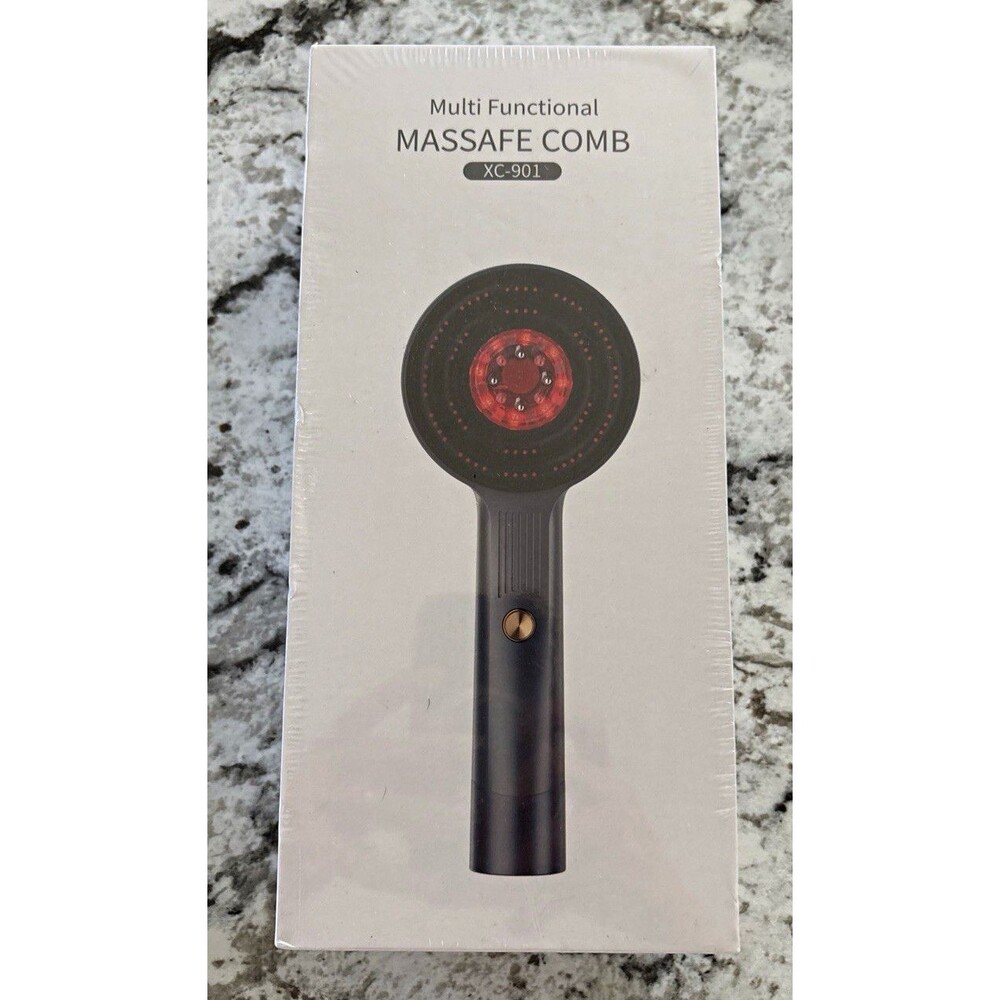 Electronic Scalp Massage Brush Comb XC-901 Black Plastic 212mm Round